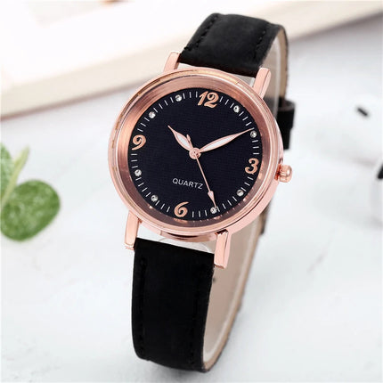 Orologio da donna alla moda con quadrante arabo, cinturino in pelle casual, orologi analogici al quarzo platinumshop