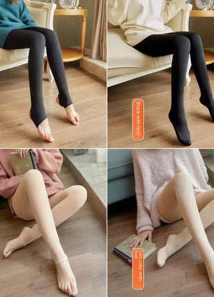 Leggings termici da donna Panty in pile Collant da donna Calze Collant Donna Inverno Falso Traslucido Caldo Collant sexy Inverno