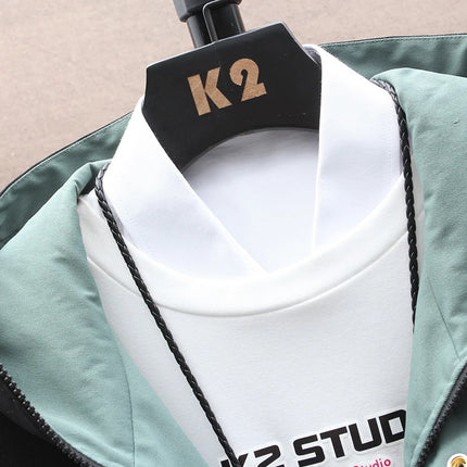 Spring Casual Men Sets Two Pieces Fashion Korean Trend Hooded Jacket + Pants Autumn Baseball Uniform Suit Man Outfit