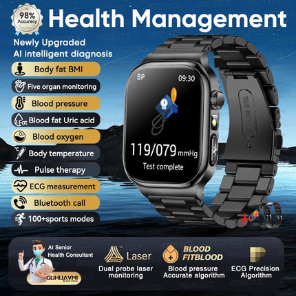 2026 Nuovo Misurazione Accurata Salute Smart Watch ECG + PPG Acido Urico Pressione Sanguigna Lipidi Nel Sangue Chiamata BT Smartwatch Per Le Donne Degli Uomini platinumshop