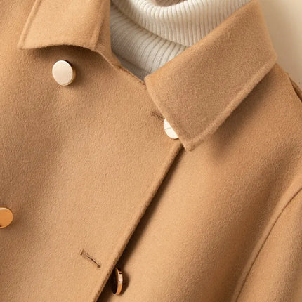 UHYTGF Mid Long Bat Cape Wool Coat Women High-End Double Sided Cashmere Autumn Jacket Female Fashion Casual Ladies Outewear 2029