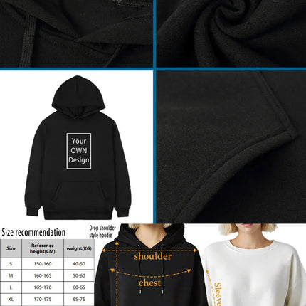2026 Student Casual Custom Printed Text DIY Hoodie Customized Personalized Hoody Custom Hoodies Text Sweatshirt Clothes