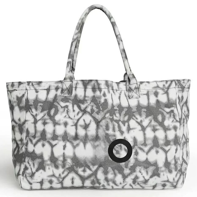 Grande borsa tote in tessuto stampato, manici lunghi, borsa capiente per lo shopping quotidiano e viaggi casual