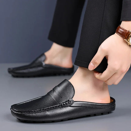 YRZL mocassini estate Slip on mezze scarpe per uomo pantofole in pelle PU Casual traspirante comodi mocassini mocassini scarpe Casual da uomo