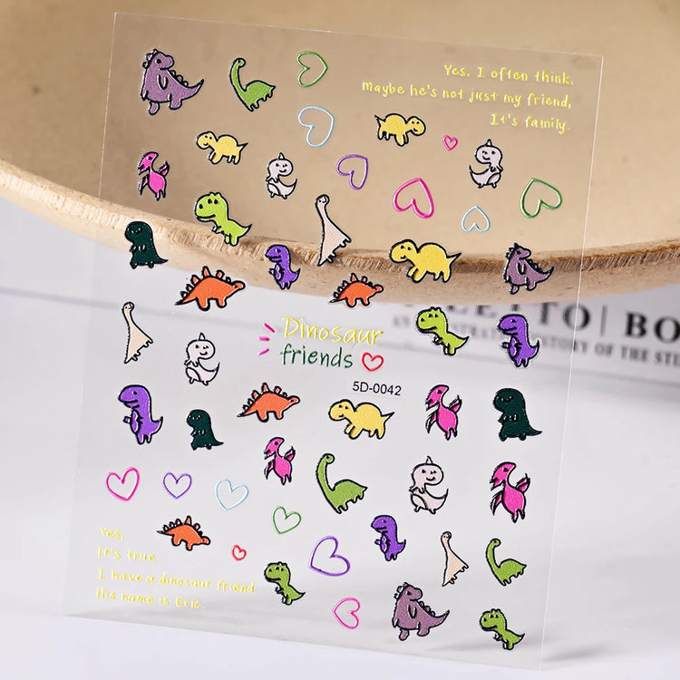 1Pcs 5D Lovely Dog/Cat Nail Art Stickers Cartoon Puppy Kitten Pet Animal Adhesive Nail Decals Y2K Manicure Decorations Sliders &