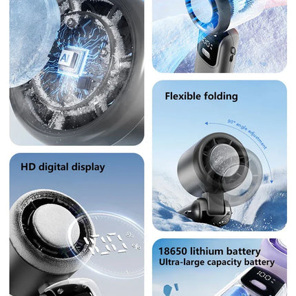 Ventilatore da tavolo USB Lenovo Fast Chill Ice Compress pieghevole/da appendere, con funzione di raffreddamento a ghiaccio, portatile, 100 velocità, Turbo, per esterni