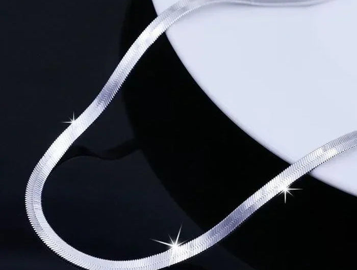 New 925 Sterling Silver fine 4MM Blade Chain Necklace for Women MEN Luxury wedding party Jewelry Best friend Holiday gifts PlatiNum