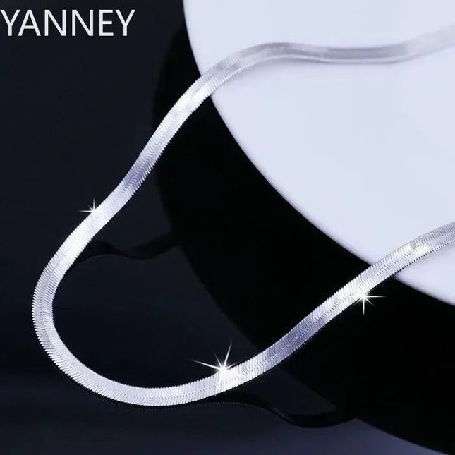 New 925 Sterling Silver fine 4MM Blade Chain Necklace for Women MEN Luxury wedding party Jewelry Best friend Holiday gifts PlatiNum