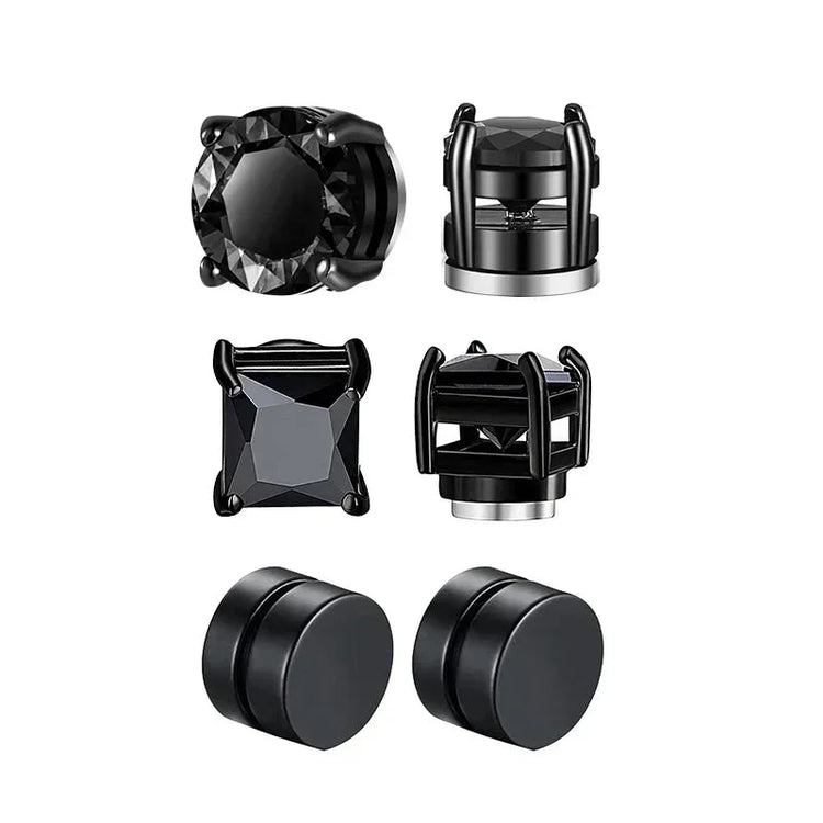1/3 paia di orecchini magnetici per uomo e donna, magnete CZ nero, orecchino a clip non penetrante, orecchino a magnete rotondo senza piercing platinumshop