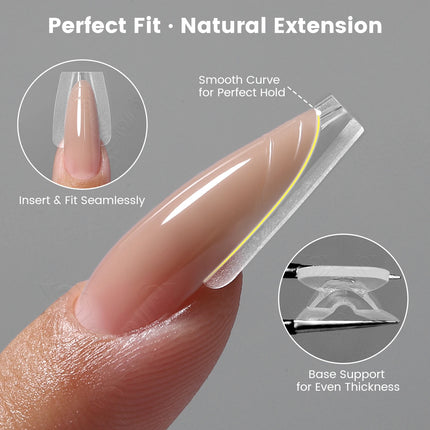Original YOKEFELLOW Sandwich Dual Nail Form Short Stiletto Nail Extension Form 240pcs Top Form Bottom Form For Quick Nail Extensions IM222