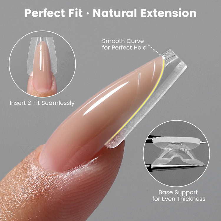 Original YOKEFELLOW Sandwich Dual Nail Form Short Stiletto Nail Extension Form 240pcs Top Form Bottom Form For Quick Nail Extensions IM222