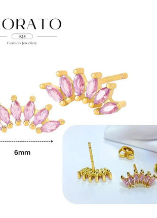 Lussuosa geometria 925 orecchio in argento sterling Ago rosa serie zircone orecchini a cerchio pendenti dolce moda regali di gioielli da sposa platinumshop