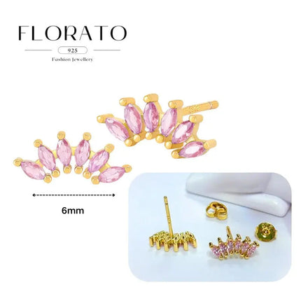 Lussuosa geometria 925 orecchio in argento sterling Ago rosa serie zircone orecchini a cerchio pendenti dolce moda regali di gioielli da sposa platinumshop