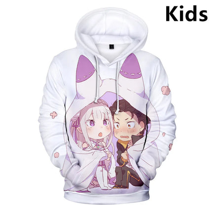 Harajuku Hip Hop Comfortable Re ZERO Rem Ram 3D print Hoodies Sweatshirts Men/Women Sweatshirt Adult/Child Casual Pullovers