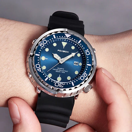 FOXBOX Top Brand Fashion Diver Watch Men 50ATM Waterproof Date Clock orologi sportivi orologio da polso al quarzo da uomo Relogio Masculino platinumshop