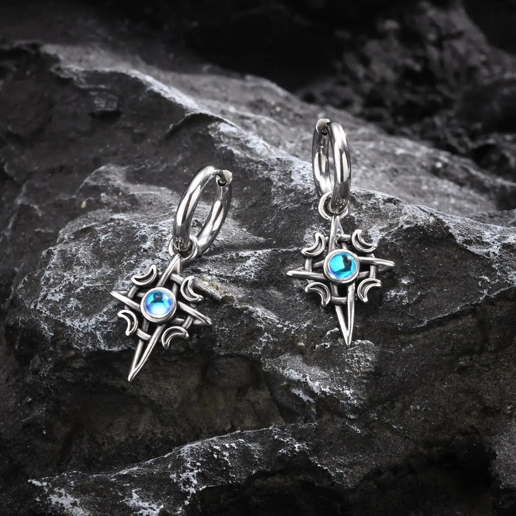 Vnox Witches Knot Moon Star Collane con ciondolo Orecchini per uomo Donna, set di gioielli con collare in pietra di luna con nodo celtico in acciaio inossidabile platinumshop