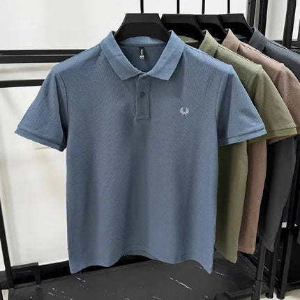 High-quality men's polo shirt, heavy cotton, summer, new, classic, branded, embroidered, comfortable, breathable, fashionable, short sleeve