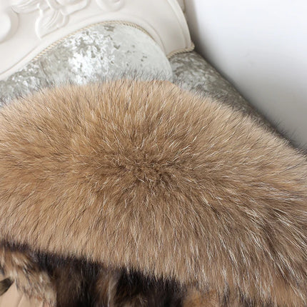 Maomaokong Natural Fur Lining Real Fur Coat Winter Jacket Women Raccoon Fur Collar Warm Thick Parkas Female Clothing