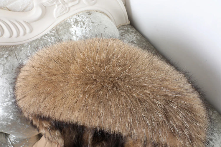 Maomaokong Natural Fur Lining Real Fur Coat Winter Jacket Women Raccoon Fur Collar Warm Thick Parkas Female Clothing