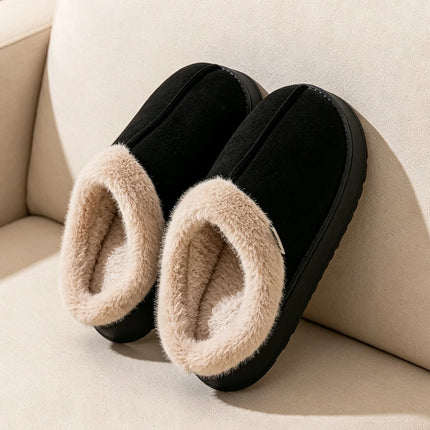 Men's Winter Plush Slippers, Thick Sole Closed-Toe, Warm Sherpa Lining, Non-Slip Indoor/Outdoor Home Shoes for Couples