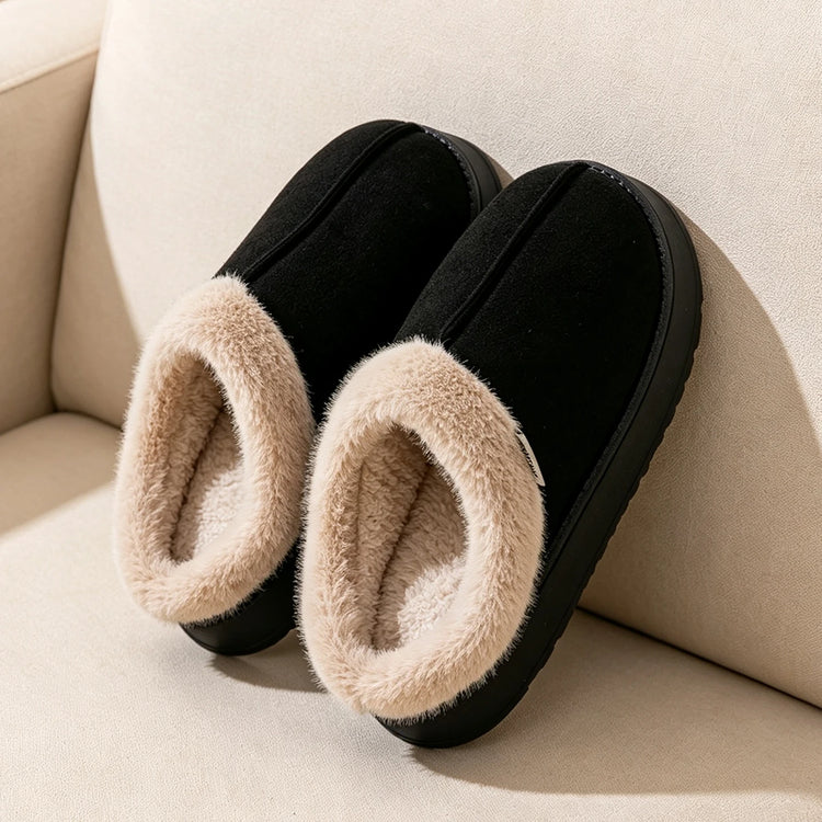 Men's Winter Plush Slippers, Thick Sole Closed-Toe, Warm Sherpa Lining, Non-Slip Indoor/Outdoor Home Shoes for Couples