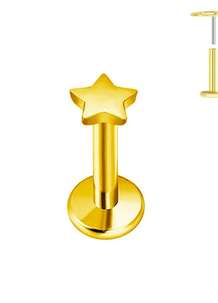 ASTM F136 G23 Orecchino a forma di cuore in titanio 16G 18G 20G Piercing senza filettatura Farfalla Push in Lip Stud Daith Labret Conch platinumshop