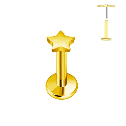 ASTM F136 G23 Orecchino a forma di cuore in titanio 16G 18G 20G Piercing senza filettatura Farfalla Push in Lip Stud Daith Labret Conch platinumshop