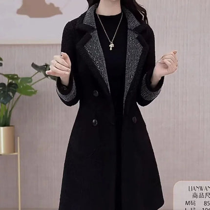 High-quality Female Woolen Coat On Both Sides 2025 Autumn And Winter New Double Sided Wear Suit Collar Woolen Coat Gray Black