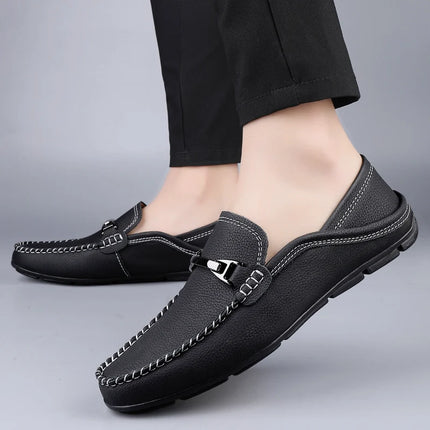 Mocassini in vera pelle Moda uomo Design Mocassino Slip on Soft Flats All-match Scarpe casual Calzature da barca fatte a mano per uomo adulto