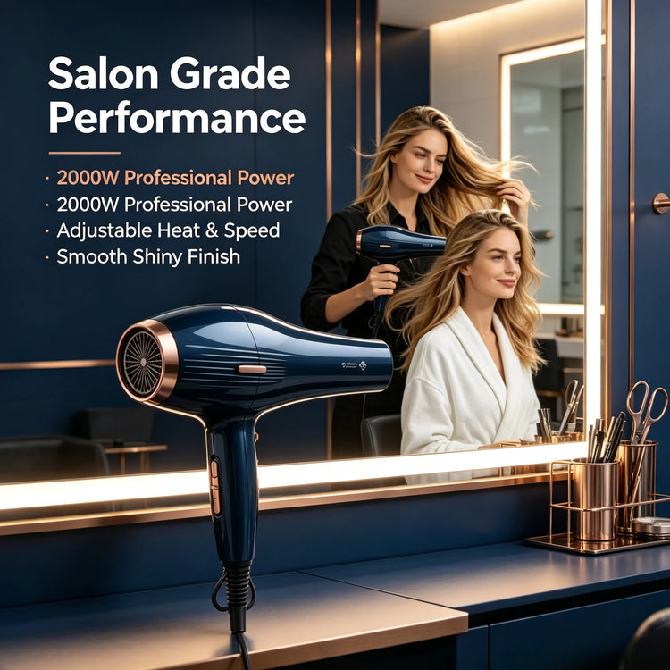 WETECH 2000W Professional Hair Dryer Negative Ion Blow Dryer Cool Shot Function With Concentrator Nozzle Diffuser Salon Home Travel Hair Styling Tool Adjustable Heat Speed 100-240V Universal Voltage