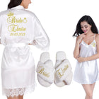 Set regalo bidale personalizzato Donna Abito in raso Sposa Damigella d'onore Matrimonio Camicia da notte Accappatoio