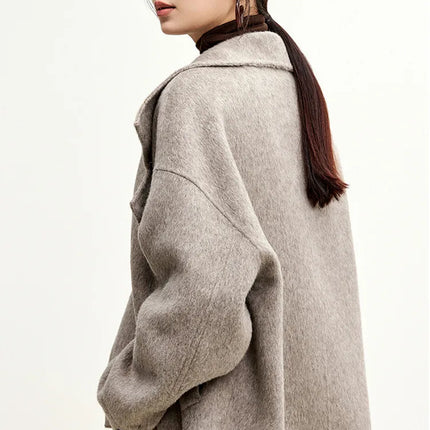 SENTUBILA 100% Wool Winter Jackets for Women Short Coats 2026 Stand Turtleneck Unlined Wool Outerwears Female Clothes W44O56626