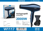 WETECH 2000W Professional Hair Dryer Negative Ion Blow Dryer Cool Shot Function With Concentrator Nozzle Diffuser Salon Home Travel Hair Styling Tool Adjustable Heat Speed 100-240V Universal Voltage