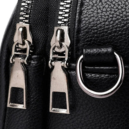 Solid Color Fashionable Rivet Zipper Women's Mobile Phone Bag Simple Soft Leather Shoulder Crossbody Small Square Bag Handbag PlatiNum