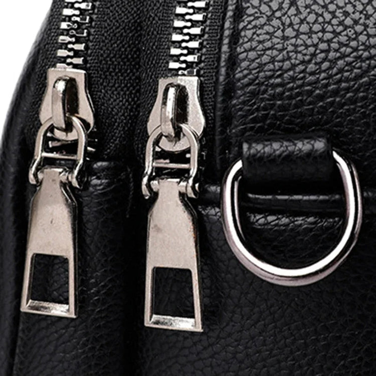 Solid Color Fashionable Rivet Zipper Women's Mobile Phone Bag Simple Soft Leather Shoulder Crossbody Small Square Bag Handbag PlatiNum