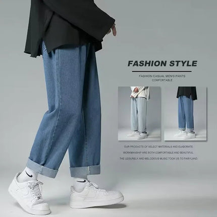 Jeans Men Wide Leg Cargo Pants Streetwear Baggy Men Korean Fashion Loose Straight Male Clothing Y2K Hip Hop Style Male Trousers PlatiNum