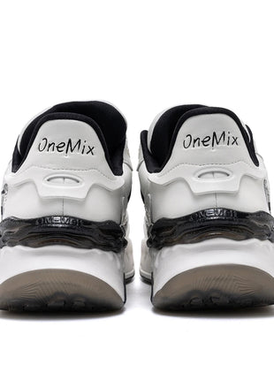 Scarpe da Corsa ONEMIX per Uomo, Tendenza Autunno Inverno, Morbide ed Elastiche con Assorbimento degli Urti, Tomaia in Pelle, Suola Spessa, Stile Sportivo Casual PlatiNum