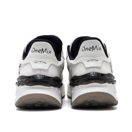 Scarpe da Corsa ONEMIX per Uomo, Tendenza Autunno Inverno, Morbide ed Elastiche con Assorbimento degli Urti, Tomaia in Pelle, Suola Spessa, Stile Sportivo Casual PlatiNum