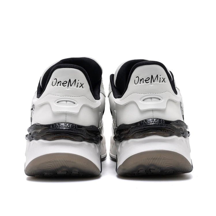 Scarpe da Corsa ONEMIX per Uomo, Tendenza Autunno Inverno, Morbide ed Elastiche con Assorbimento degli Urti, Tomaia in Pelle, Suola Spessa, Stile Sportivo Casual PlatiNum