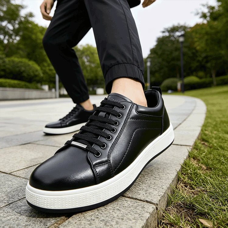 Desai Men's 2026 Autumn Lace‑up Leather Shoes Low Top Casual Skate Sneakers Wear‑resistant Sole For Business Daily Wear
