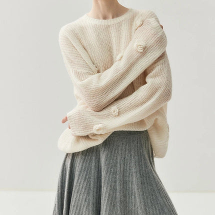 Chic Women's Pleated Skirt 100% Merino Wool Sweater  Knit Short Skirt Mini Skirts Autumn Winter Umbrella Wave Skirt Sweet Dress PlatiNum