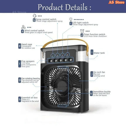 Nuovo Ventilatore 3 in 1 con Condizionatore d'Aria, Mini Raffrescatore Domestico, Luce Notturna LED, Umidificatore Portatile, Ventilatore Regolabile per Ufficio e Casa