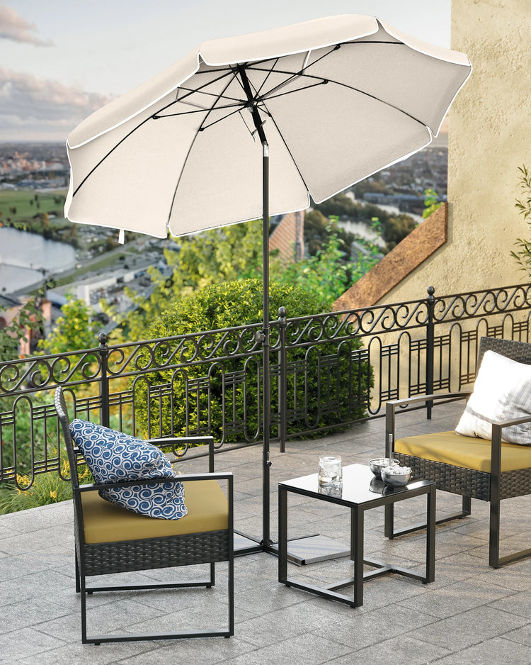 SONGMICS Ombrellone di 160 cm, UPF 50+, Inclinazione Bidirezionale a 30°, Altezza Regolabile, con Borsa da Trasporto, per Balcone Giardino Terrazzo Spiaggia, senza Base