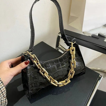 Versatile Women Bag Chain Strap Wide Chain Golden Luxury Fashion Bag Accessories Fashion Chain Bag PlatiNum