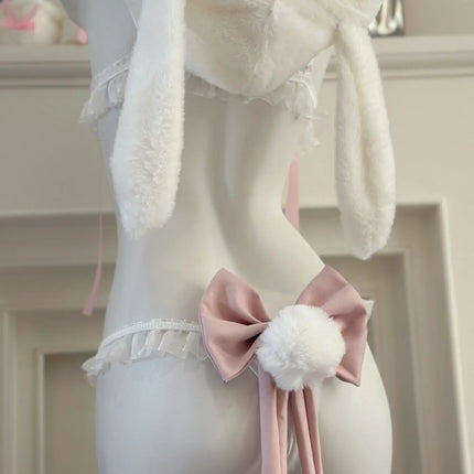 Sexy Bunny Girl Cosplay Lingerie Set Anime Plush Rabbit Ear Bra Panties Suit Role Play Temptation Costumes