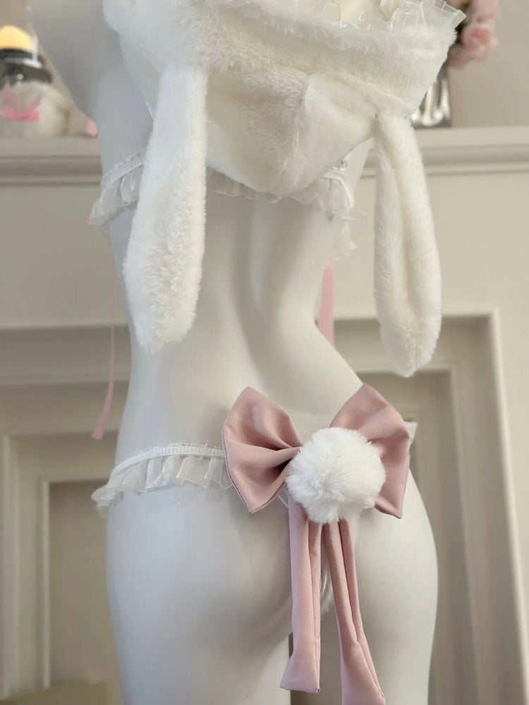 Sexy Bunny Girl Cosplay Lingerie Set Anime Plush Rabbit Ear Bra Panties Suit Role Play Temptation Costumes