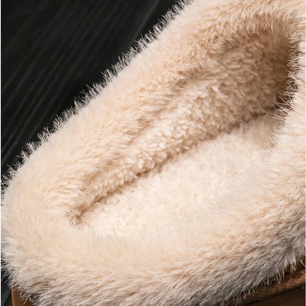 Men's Winter Plush Slippers, Thick Sole Closed-Toe, Warm Sherpa Lining, Non-Slip Indoor/Outdoor Home Shoes for Couples