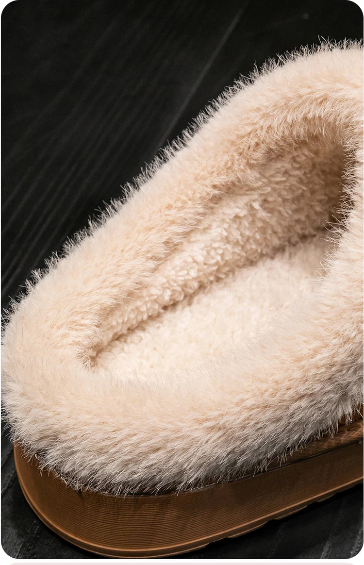 Men's Winter Plush Slippers, Thick Sole Closed-Toe, Warm Sherpa Lining, Non-Slip Indoor/Outdoor Home Shoes for Couples