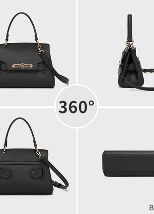 Miss Lulu WOMEN'S PU leather handbag elegant shoulder bag with anti-theft & detachable handles small PlatiNum