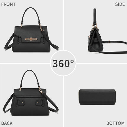 Miss Lulu WOMEN'S PU leather handbag elegant shoulder bag with anti-theft & detachable handles small PlatiNum